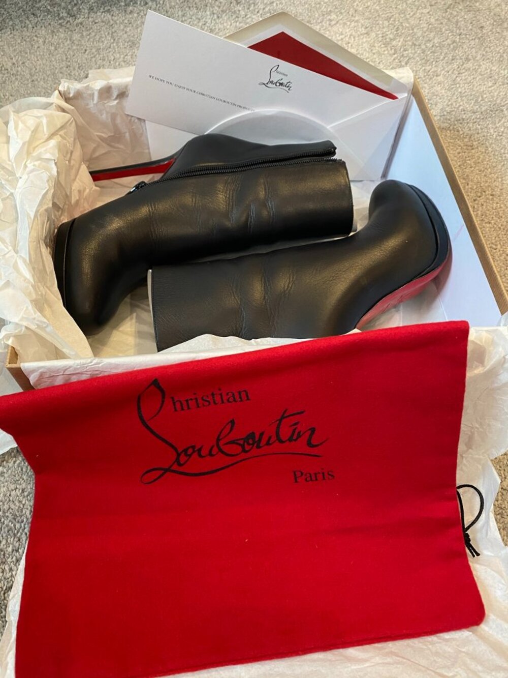 Louboutin Bootylily 120 black ankle boots size 39.5